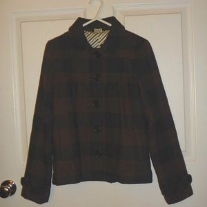 Heritage 1981 Wool Pea Coat Checkered Single-Breasted Brown, Small